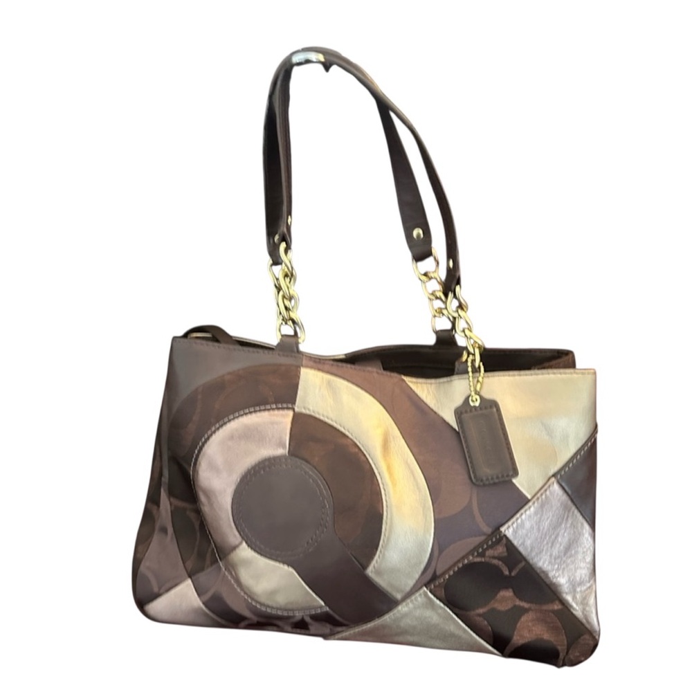 Coach Inlaid Patchwork Brown Tote Bag Women’s 2012
